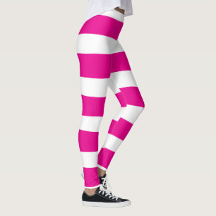 Uneven Stripes in Magenta and White Leggings
