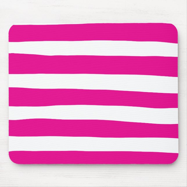 Uneven Stripes in Magenta and White  Mouse Pad (Front)