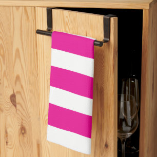 Uneven Stripes in Magenta and White Tea Towel