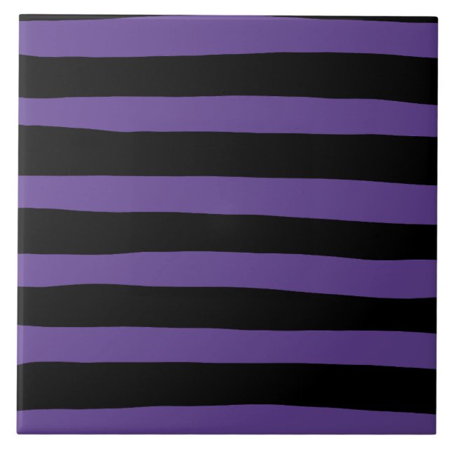 Uneven Stripes in Purple and Black Ceramic Tile (Front)
