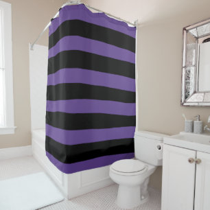 Uneven Stripes in Purple and Black Shower Curtain