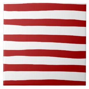 Uneven Stripes in Red and White Ceramic Tile
