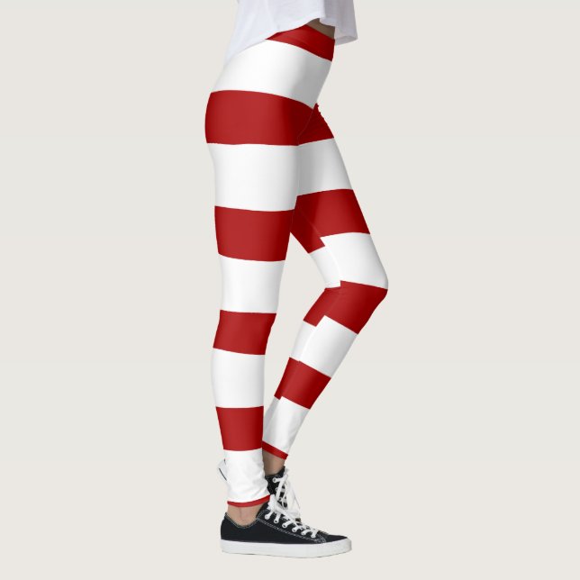 Uneven Stripes in Red and White Leggings (Right)