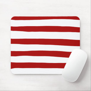 Uneven Stripes in Red and White Mouse Pad
