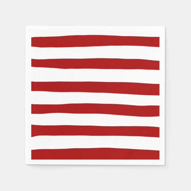Uneven Stripes in Red and White Napkin (Front)
