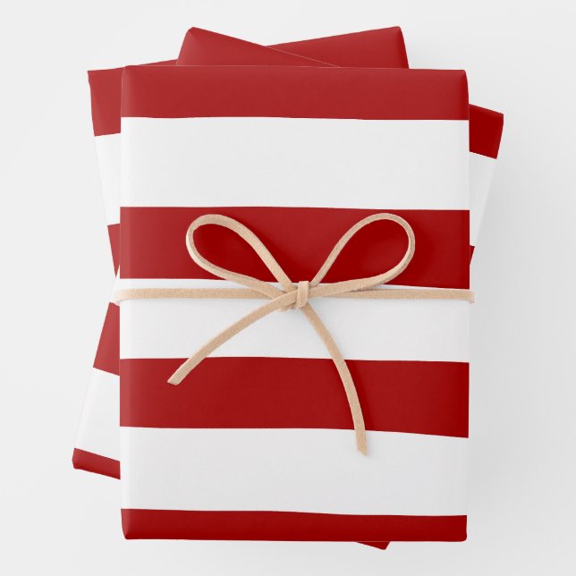 Uneven Stripes in Red and White Wrapping Paper Sheet (In situ)