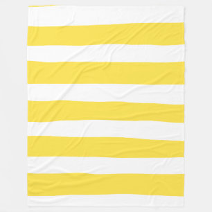 Uneven Stripes - Lemon Yellow and White Fleece Blanket
