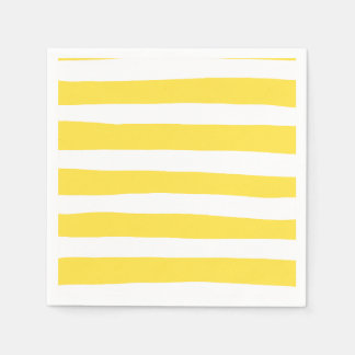 Uneven Stripes - Lemon Yellow and White Napkin