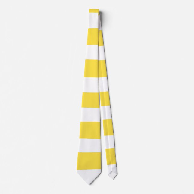 Uneven Stripes - Lemon Yellow and White Tie (Front)