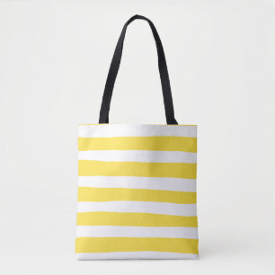 Uneven Stripes - Lemon Yellow and White Tote Bag