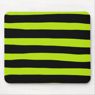 Uneven Stripes - Lime Green and Black Mouse Pad