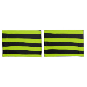 Uneven Stripes - Lime Green and Black Pillowcase