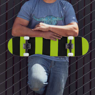 Uneven Stripes - Lime Green and Black Skateboard