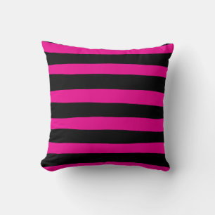 Uneven Stripes - Magenta and Black Cushion