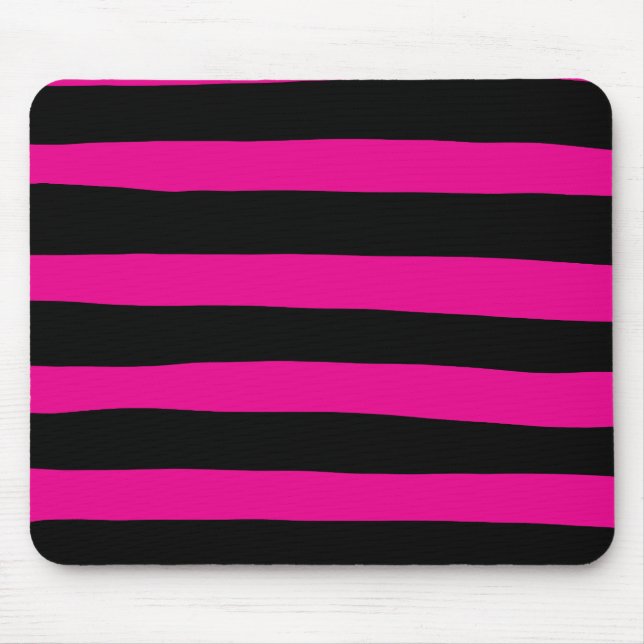 Uneven Stripes - Magenta and Black Mouse Pad (Front)