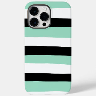 Uneven Stripes - Mint Green, White and Black Case-Mate iPhone 14 Pro Max Case