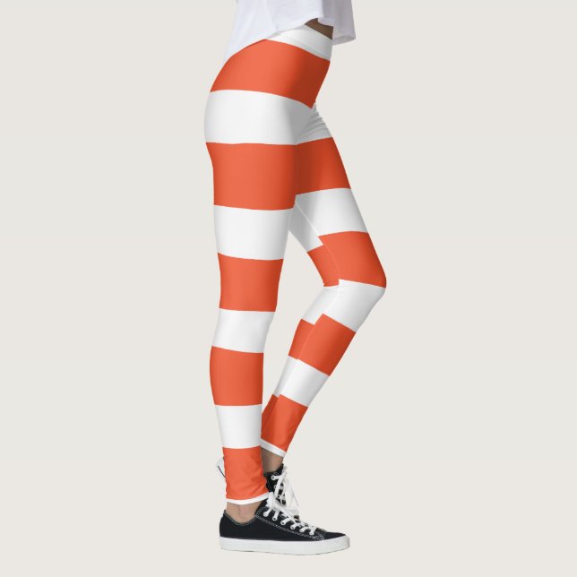 Uneven Stripes - Orange and White Leggings (Right)