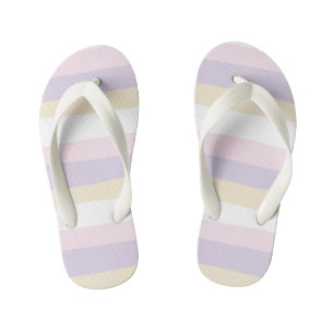 Uneven Stripes - Pastel Pink, Yellow and Purple Kid's Thongs