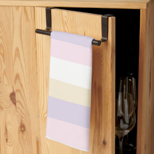 Uneven Stripes - Pastel Pink, Yellow and Purple Tea Towel