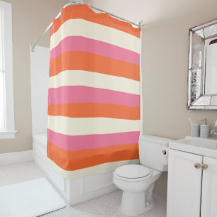 Uneven Stripes - Pink, Orange and Cream Shower Curtain