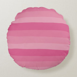 Uneven Stripes - Pink Round Cushion