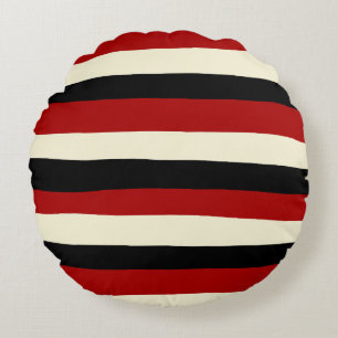 Uneven Stripes - Red and Cream Round Cushion
