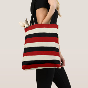 Uneven Stripes - Red and Cream Tote Bag