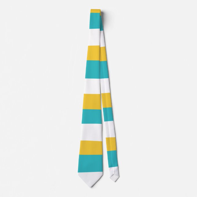 Uneven Stripes - Turquoise and Yellow Tie (Front)