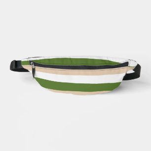 Uneven Stripes - White, Sand and Palm Green Bum Bags