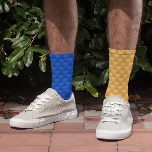 Uneven Yellow and Blue Colour Shades Odd Socks