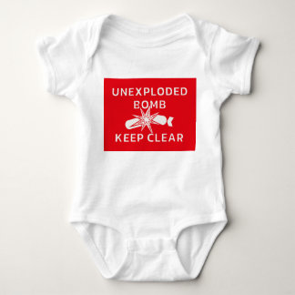Unexploded Bomb Keep Clear. WW2 Warning Sign Baby Bodysuit