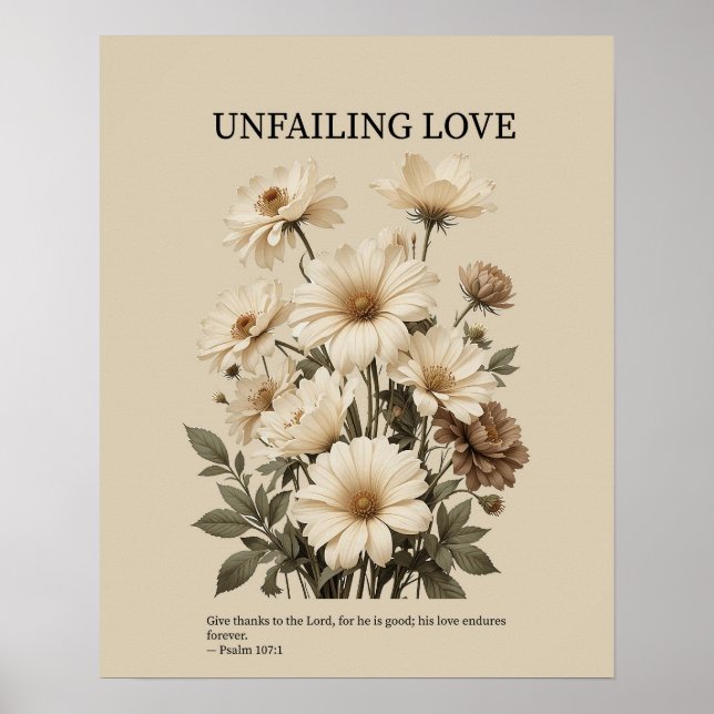Unfailing love, Christian floral wall art (Front)
