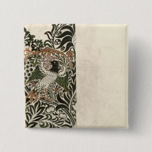 Unfinished 'Bird and Vine' wood block design for w 15 Cm Square Badge