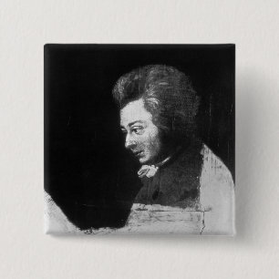 Unfinished Portrait of Wolfgang Amadeus Mozart 15 Cm Square Badge