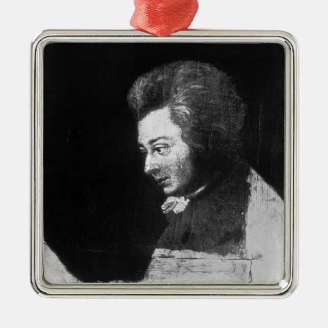 Unfinished Portrait of Wolfgang Amadeus Mozart Metal Tree Decoration (Front)