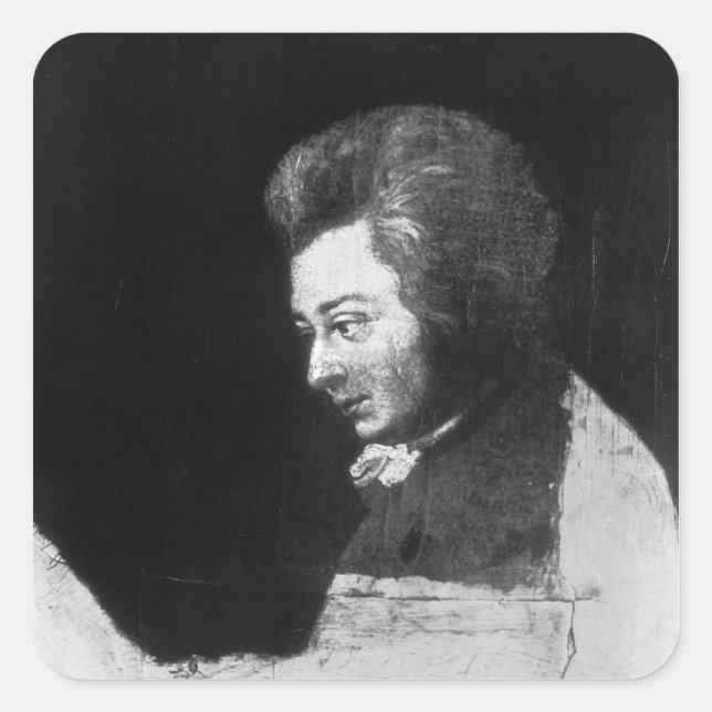Unfinished Portrait of Wolfgang Amadeus Mozart Square Sticker (Front)