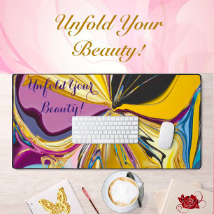 Unfold Your Beauty Motivation Liquified Abstract  Desk Mat