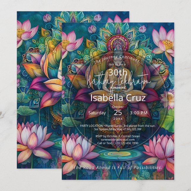 Unfolding Light | Lotus Flower Design Invitation (Front/Back)