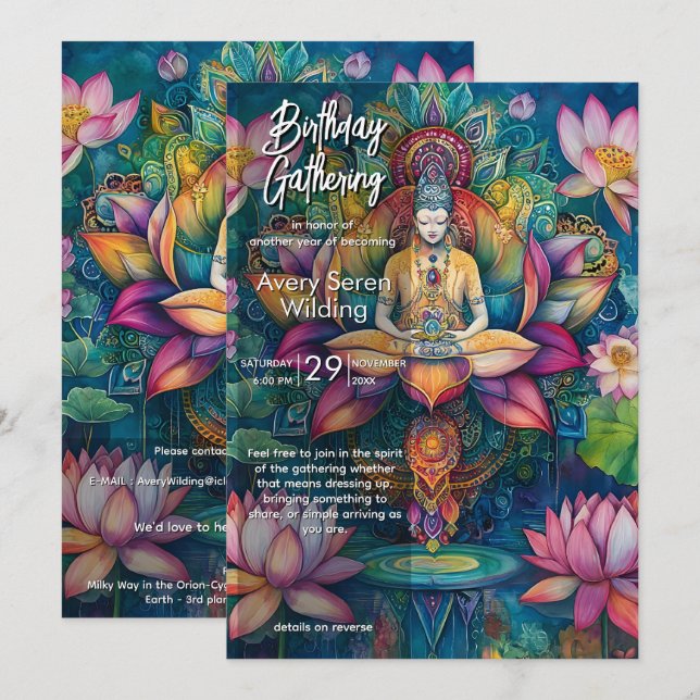 Unfolding Light | Lotus Flower Design Invitation (Front/Back)