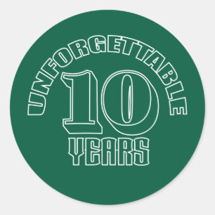 unforgettable 10 years classic round sticker