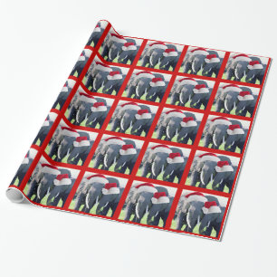 Unforgettable Elephants Wear Santa Hat Christmas Wrapping Paper