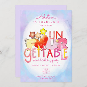 Unforgettable Sweet Heart Girl 4th Birthday Party  Invitation