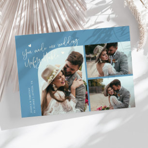 Unforgettable Wedding Denim Blue Multi Photo Thank You Card