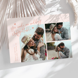 Unforgettable Wedding Peach Multi Photo Thank You Card
