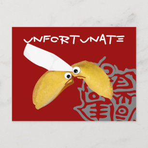 'unfortunate' fortune cookie humourous parody postcard