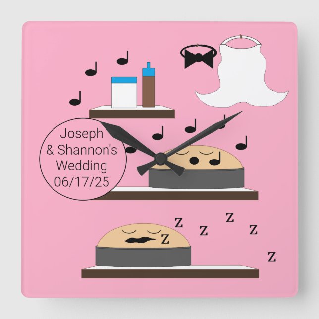 Unfrosted Wedding Cakes:  Square Wall Clock (Front)