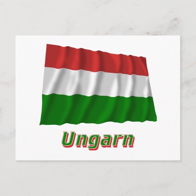 Ungarn Fliegende Flagge mit Namen Postcard (Front)