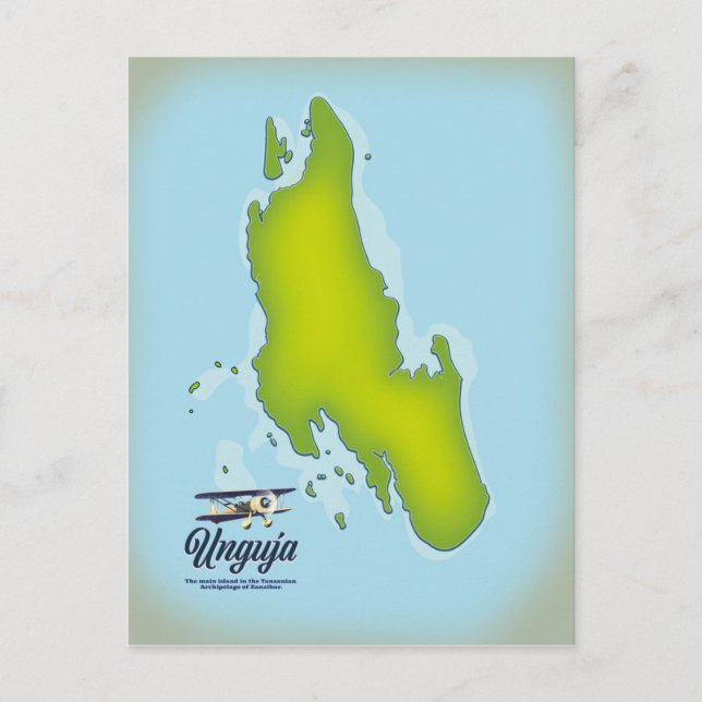 Unguja Island travel map Postcard (Front)