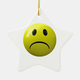 unhappy face emoji ceramic ornament