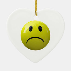 unhappy face emoji ceramic tree decoration